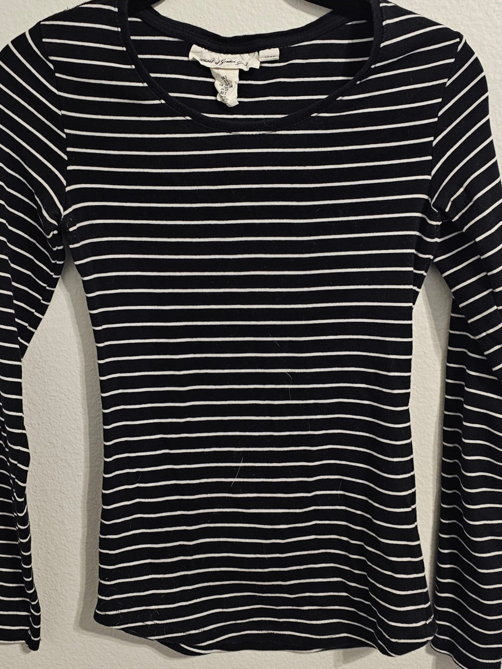 Long Sleeve Black & White Striped Women’s Top
